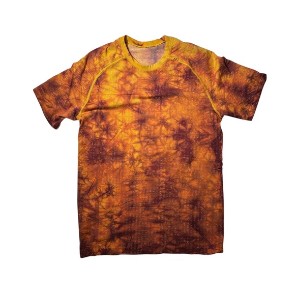 Lululemon  Mens S Metal Vent Tech Crew Short Orange Space Tie Dye T Shirt - Picture 1 of 1